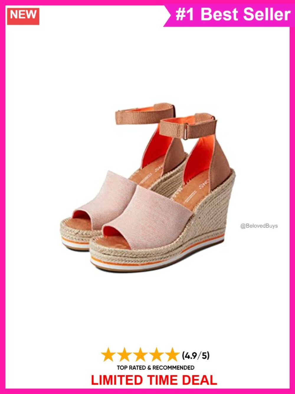 TOMS Marisol Wedge Sandal Leather Suede Platform Ankle Strap